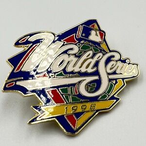 VTG 1998 World Series MLB Baseball Lapel Pin Enamel Gold Tone Sports Memorabilia